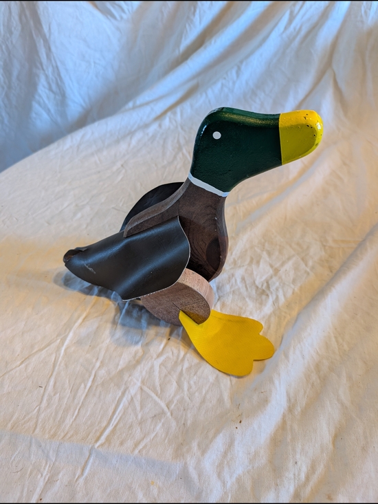 Vintage Other - 2/60$ Handcrafted Wooden Duck Figurine in Green, Yellow, Brown and Black